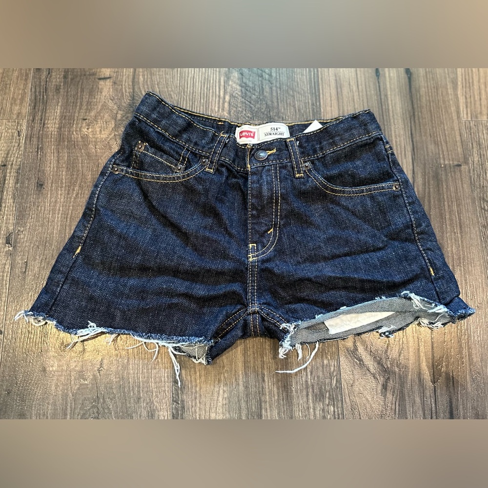 GUC Levi's Girl's Cutoff Dark Jean Shorts, 514 Straight, Size 12